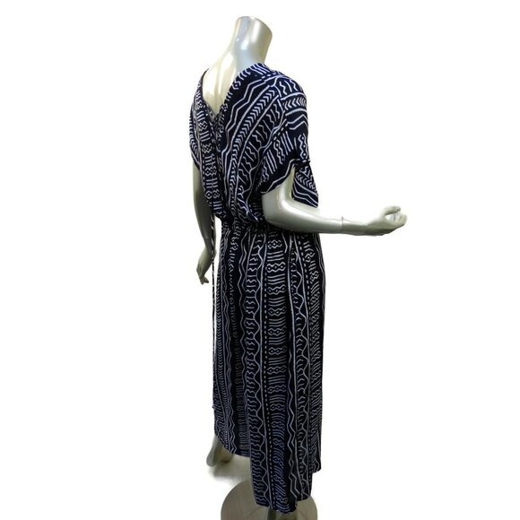 World Market Jumpsuit Corset  S-M Back Black White Tribal Mudprint Style Relaxed - Picture 7 of 8